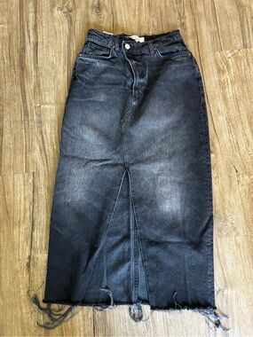 Reformation Nila long denim skirt black size 26